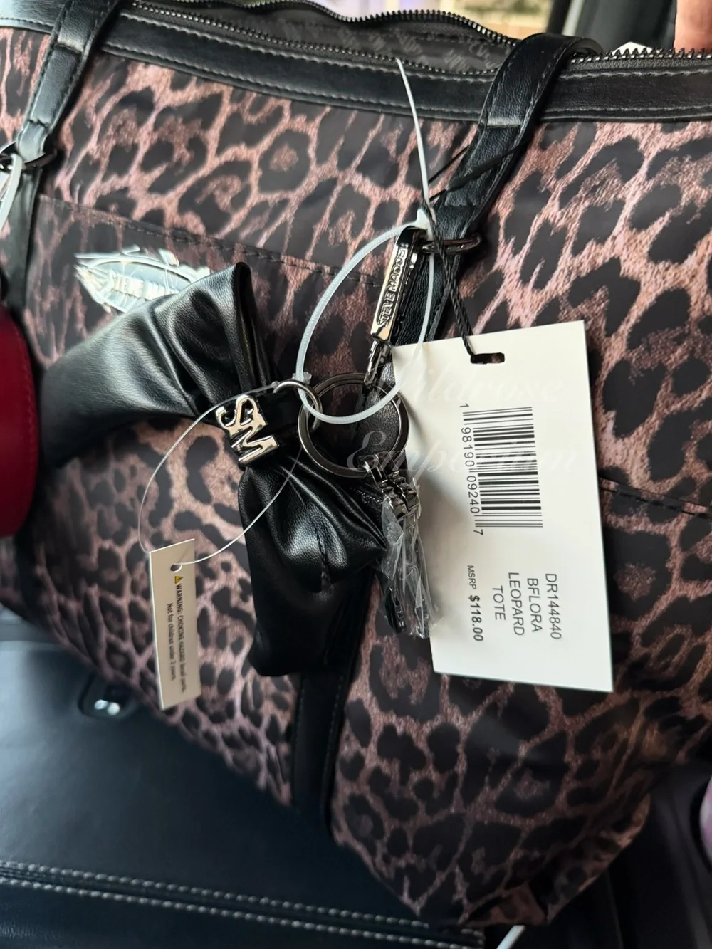 Steve Madden Retro Glam Tote Bag Chocolate Brown Leopard Cheetah Print BFLORA